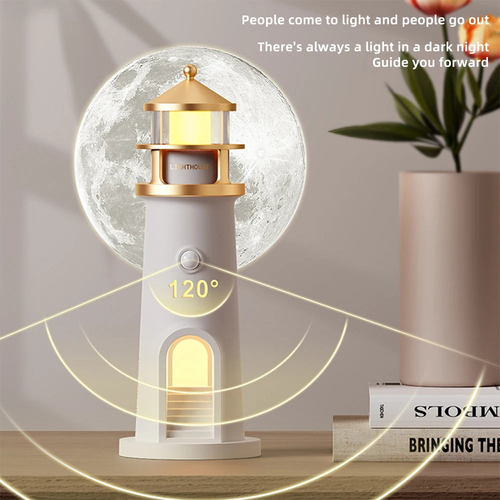 Veilleuse Projecteur Lunaire Phare Lighthaus™ – Lampe LED avec Télécommande, Haut-Parleur Bluetooth et Minuterie